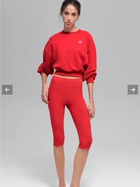 ALO Yoga Red Crewneck Sweater